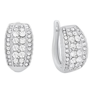 Marsala Silver Plated Crystal Pave Hoop Earrings