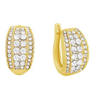 Marsala Gold Plated Crystal Pave Hoop Earrings