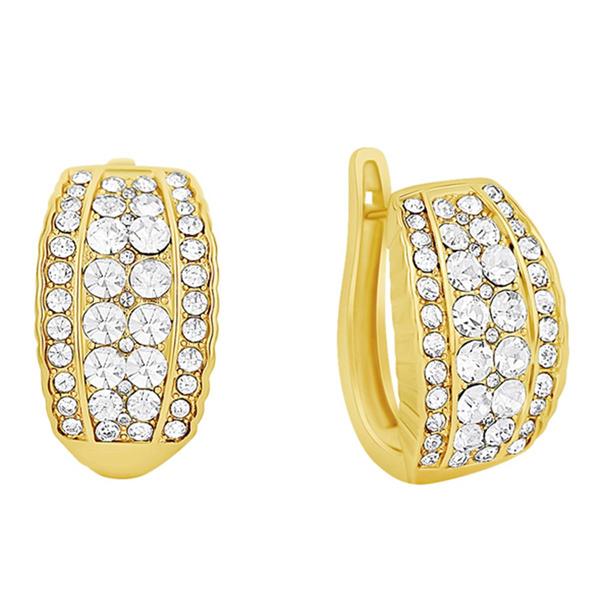 Marsala Gold Plated Crystal Pave Hoop Earrings