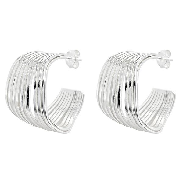 Marsala Fine Silver Plated Wavy Hoop Earrings