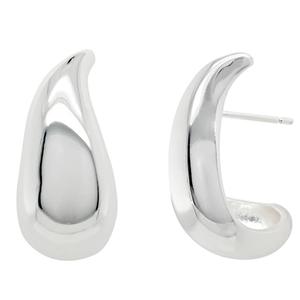 Marsala Fine Silver Plated Curve Puff Hoop Earrings