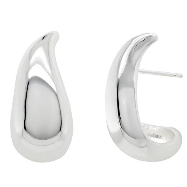 Marsala Fine Silver Plated Curve Puff Hoop Earrings