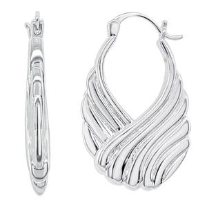 Marsala Fine Silver Plated Scalloped Hoop Earrings