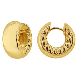 Marsala 14kt. Gold Plated Crimped Edge Hoop Earrings alternate view
