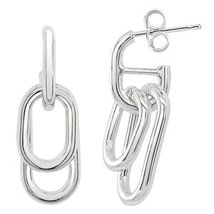 Marsala Fine Silver Plated Graduated Oval Link Drop Earrings