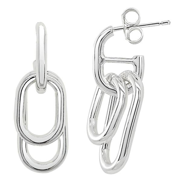 Marsala Fine Silver Plated Graduated Oval Link Drop Earrings