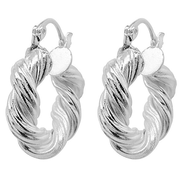 Marsala Fine Silver Plated Twisted Hoop Earrings