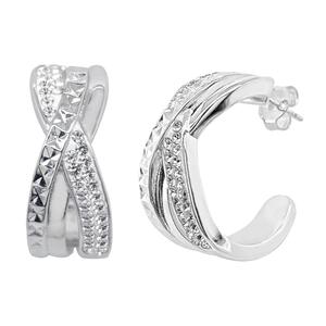 Marsala Fine Silver Plated Overlap Crystal C-Hoop Earrings alternate view