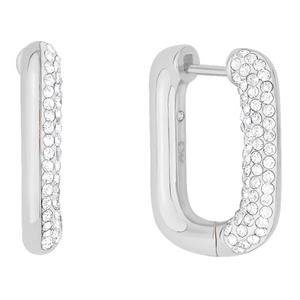 Marsala Fine Silver Plated Pave Crystal Hinged Hoop Earrings