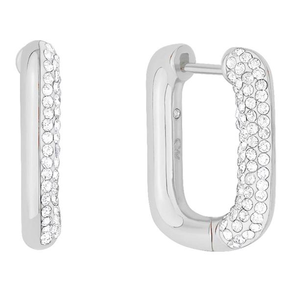 Marsala Fine Silver Plated Pave Crystal Hinged Hoop Earrings