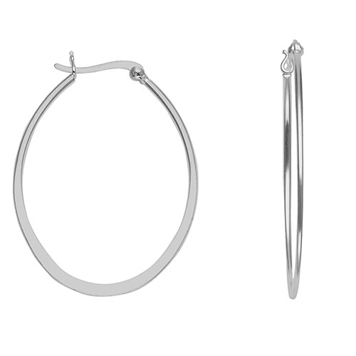 Marsala Sterling Silver Large Flat Oval Hoop Earrings