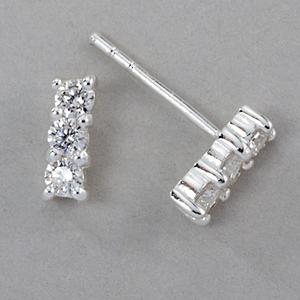Marsala Sterling Silver Clear CZ Bar Post Earrings