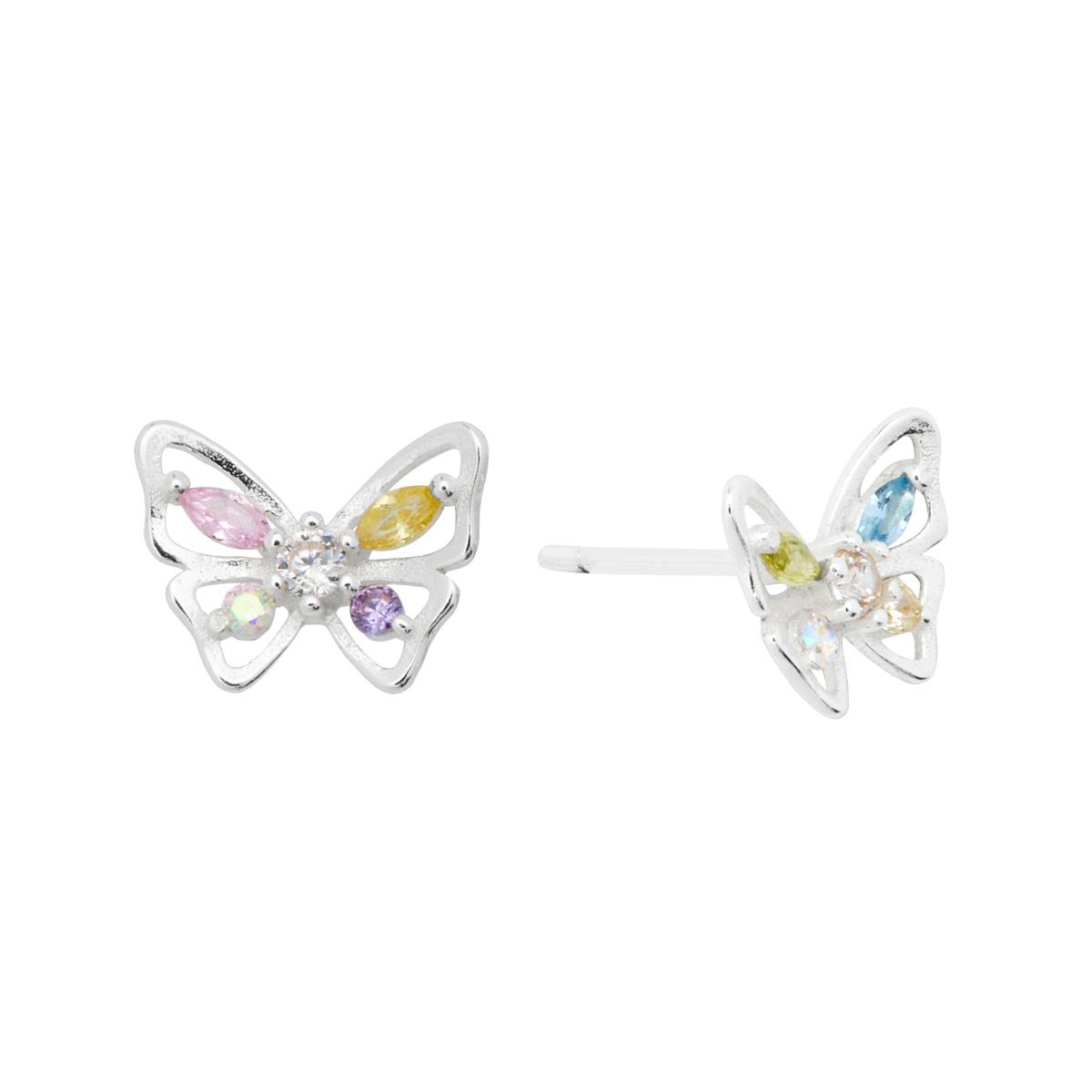 Marsala CZ & Lab Blue Spinel Butterfly Post Earrings