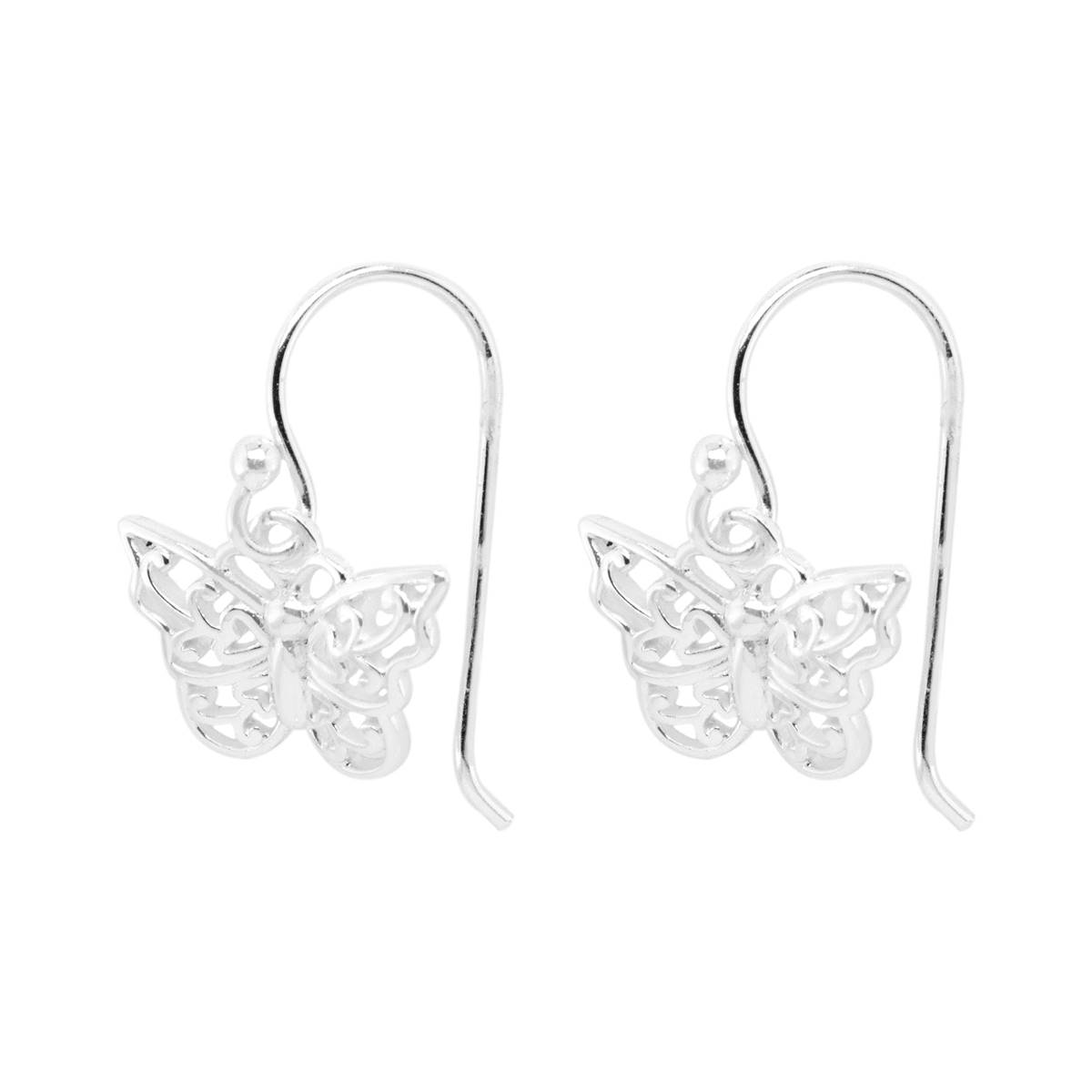 Marsala Sterling Silver Butterfly Fishhook Drop Earrings