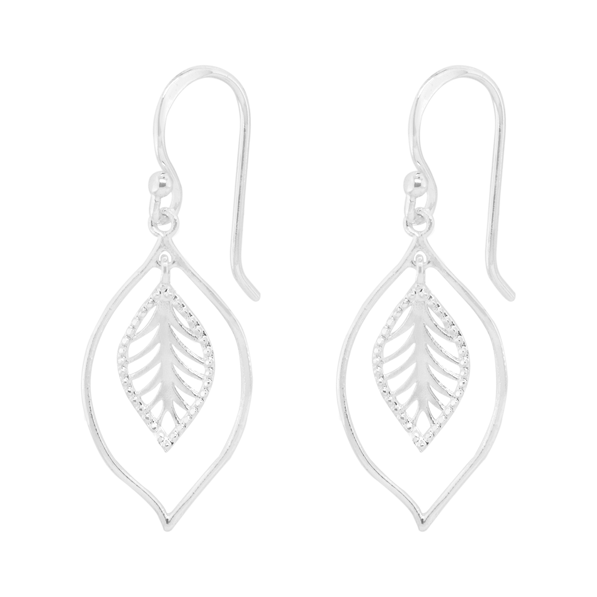 Marsala Sterling Silver Leaf Drop Earrings