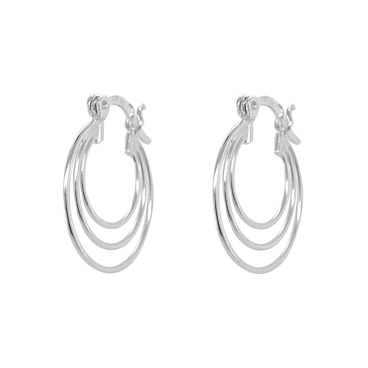 Sterling Silver Triple Wire Hoop Earrings