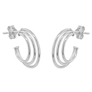 Marsala Sterling Silver Graduated Triple Row Hoop Earrings