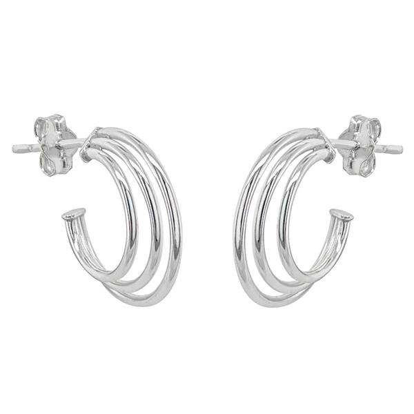Marsala Sterling Silver Graduated Triple Row Hoop Earrings alternate view