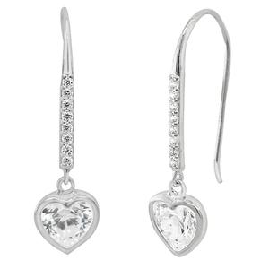 Marsala Sterling Silver CZ Heart Drop Earrings