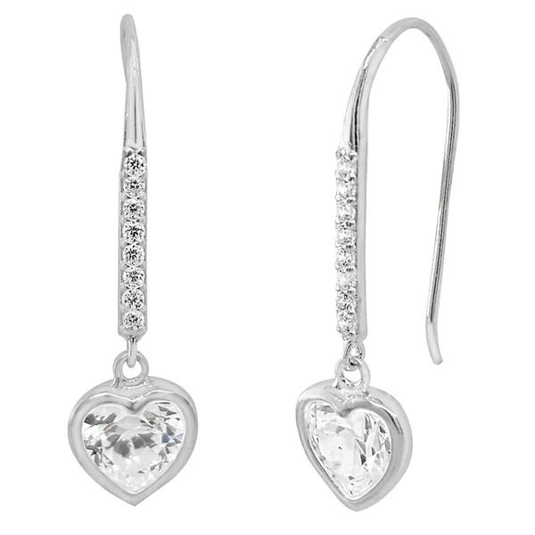 Marsala Sterling Silver CZ Heart Drop Earrings