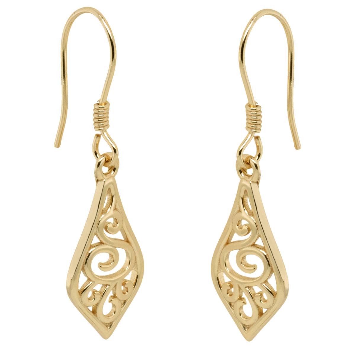 Marsala Gold Plated Openwork Marquis Drop Earrings