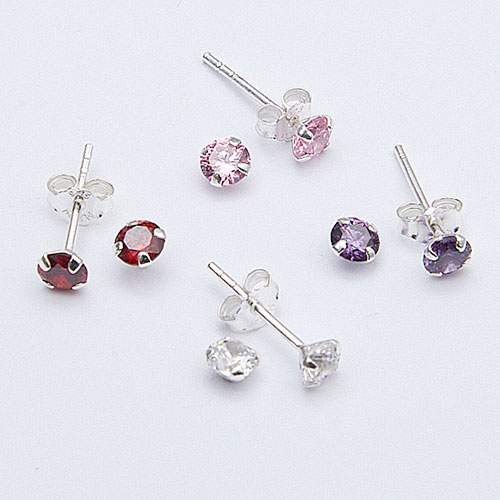 Marsala Set Of 4 CZ Post Earrings