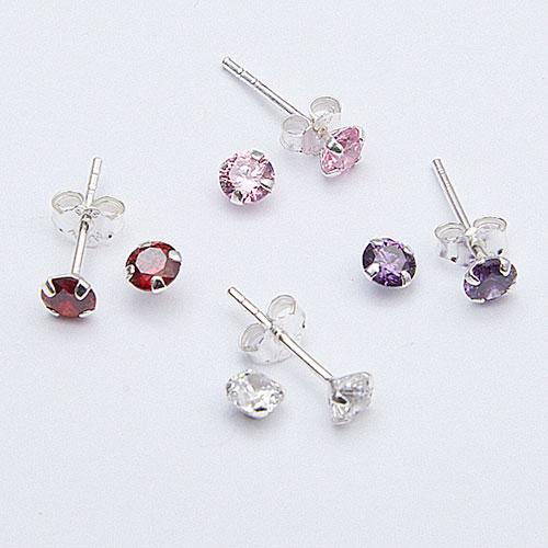 Marsala 4pr. CZ Stud Post Earrings