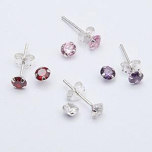 Marsala 4pr. CZ Stud Post Earrings