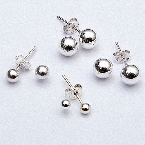 Marsala Set Of 4 Sterling Silver Ball Post Earrings