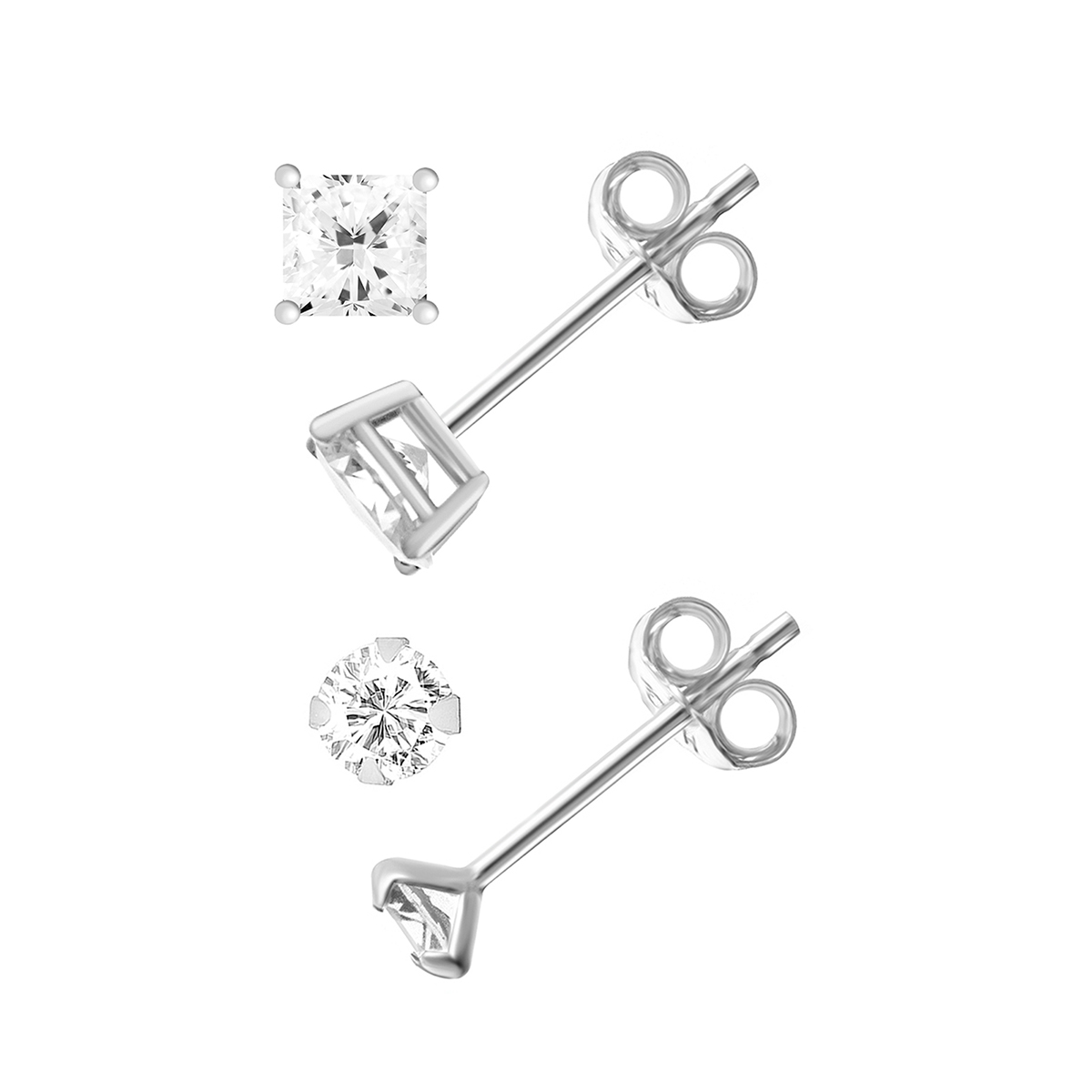 Marsala Clear CZ Stud Earring Duo