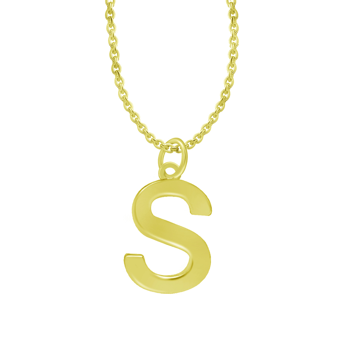 Marsala Gold Over Sterling Silver Block Initial Pendant - S