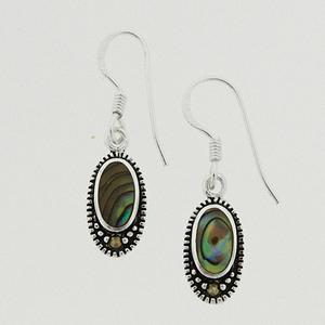 Marsala Silver Plated Marcasite & Paua Shell Drop Earrings