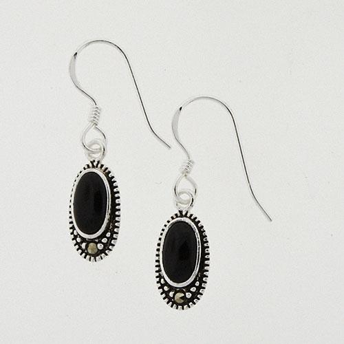 Marsala Oval Onyx Fishhook Earrings