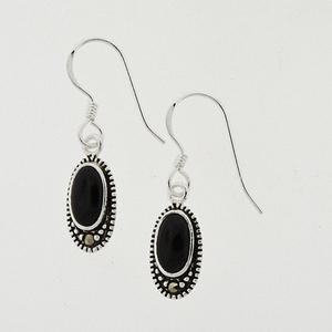 Marsala Oval Onyx Fishhook Earrings
