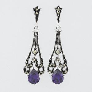 Marsala Silver-Plated Marcasite & CZ Earrings