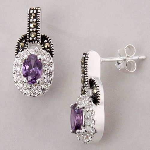 Marsala Fine Silver Plated Amethyst Earrings