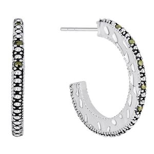 Marsala Silver Plated Marcasite C-Hoop Earrings