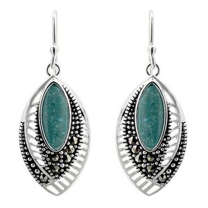 Marsala Fine Silver Plated Marcasite & Turquoise Earrings
