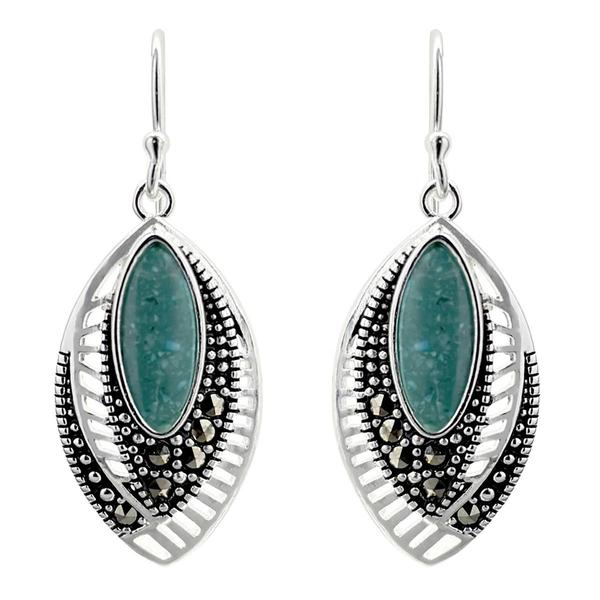 Marsala Fine Silver Plated Marcasite & Turquoise Earrings