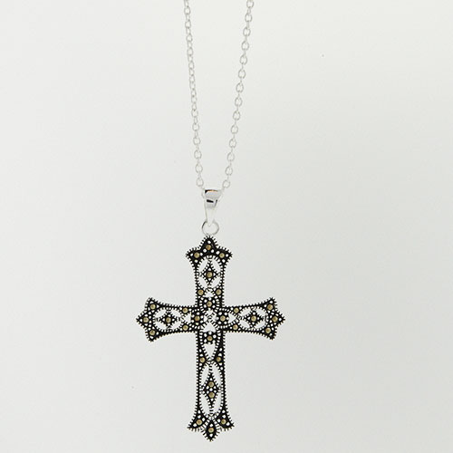 Marsala Fine Silver Plated Filigree Cross Necklace