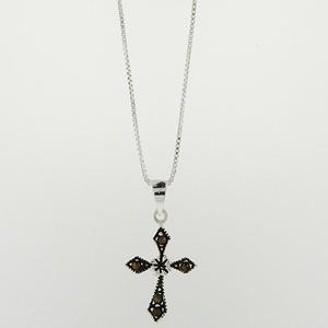 Marsala Marcasite Fine SIlver Plated Cross Necklace
