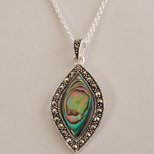 Marsala Marcasite Paua Pendant Necklace