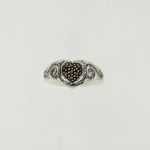 Marsala Marcasite Heart Ring