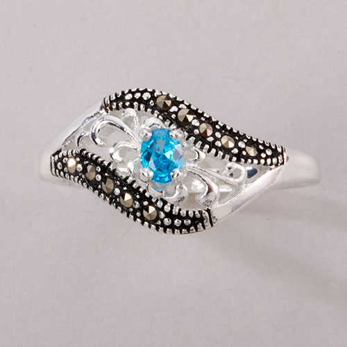 Marsala Fine Silver Plated Aquamarine Ring