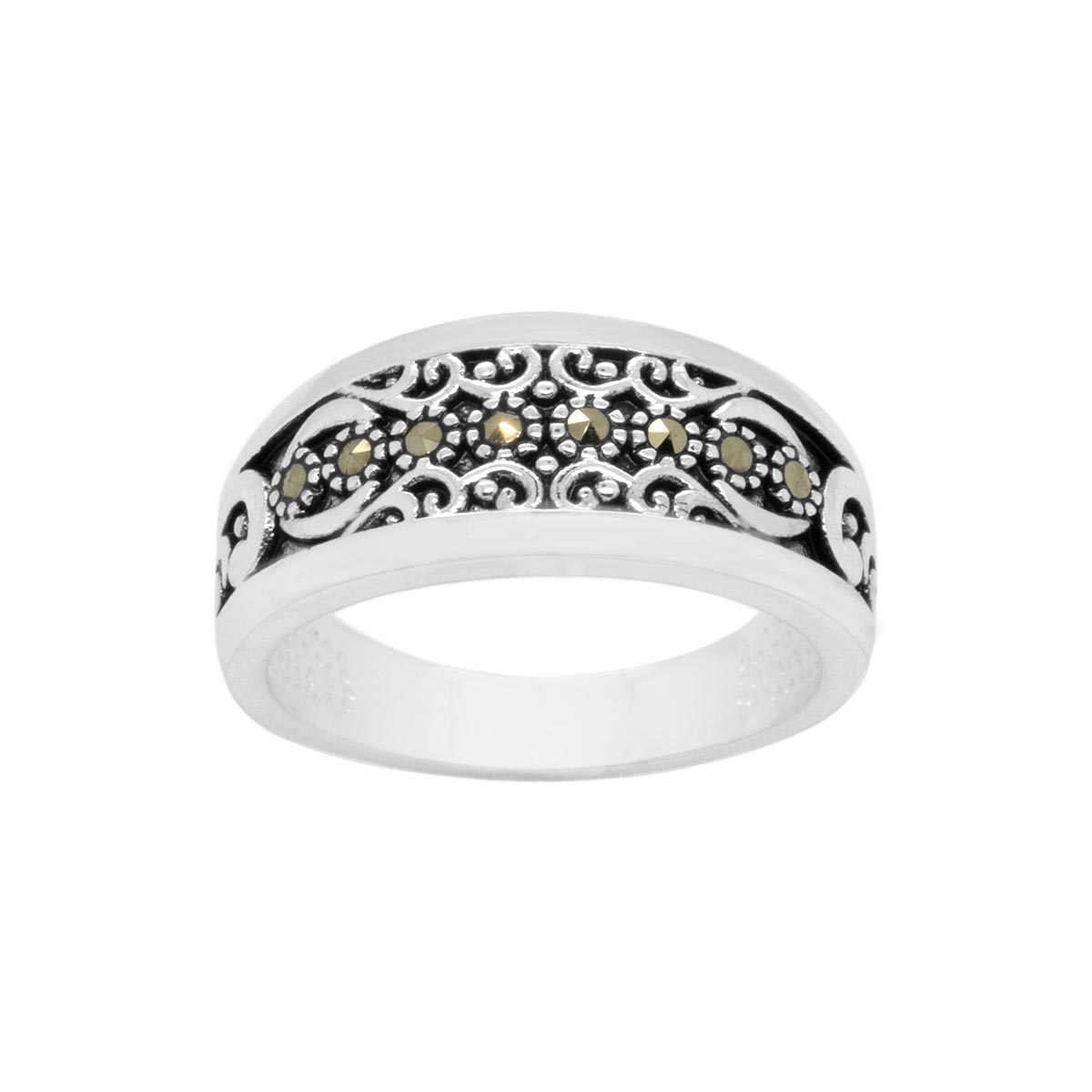 Fine Silver Plated Marcasite Band Ring