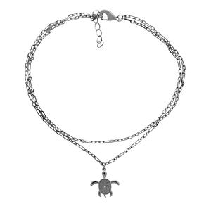 Barefootsies Diamond Accent Turtle 2 Strand Anklet Bracelet