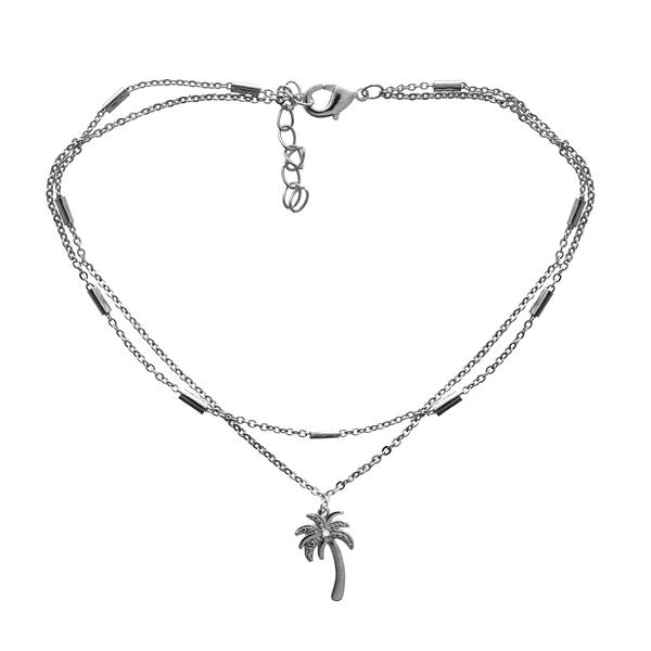 Barefootsies Diamond Accent Palm Tree 2 Strand Anklet Bracelet