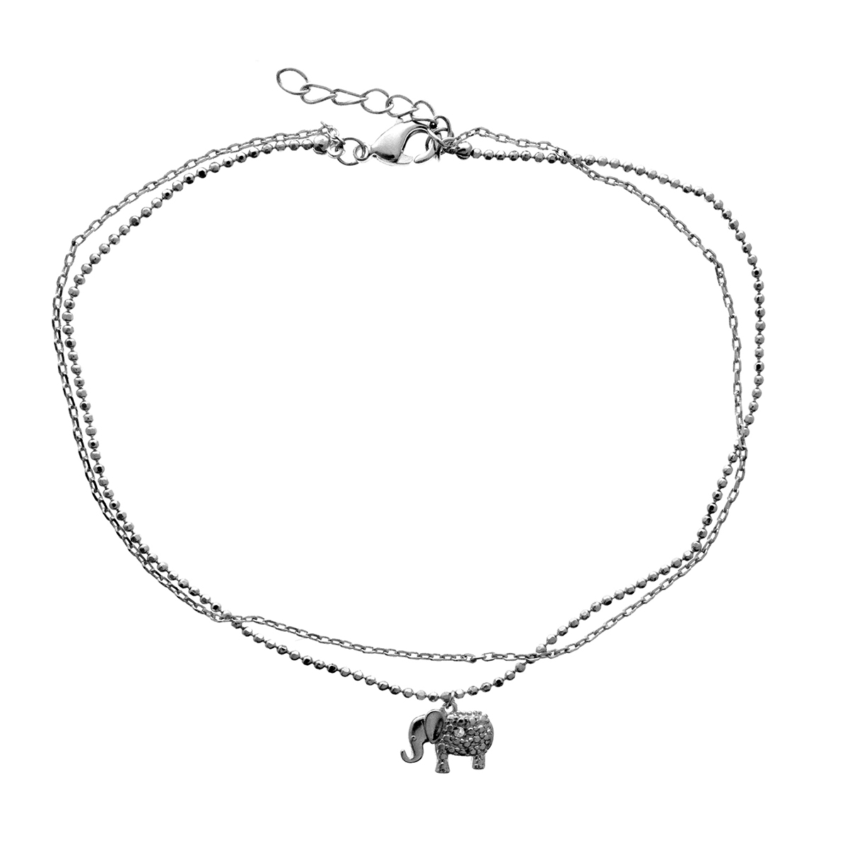 Barefootsies Diamond Accent Gold Plate Elephant Anklet Bracelet