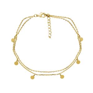 Barefootsies Gold Plated Double Strand Disc Drop Anklet