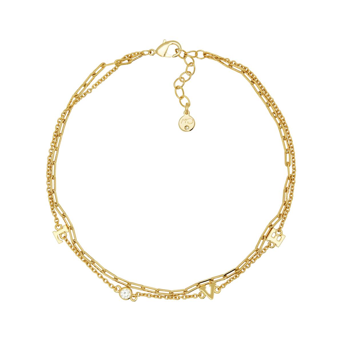 Barefootsies Gold Plated CZ Love 2 Strand Anklet